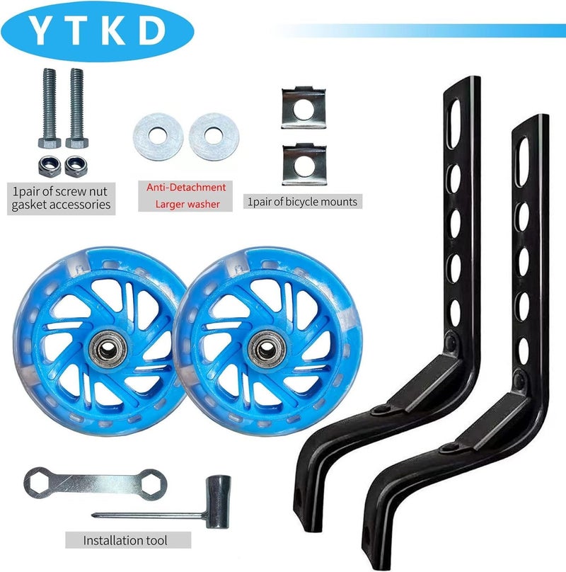 YTKD Training Wheels for Bicycle,Flash Mute Wheel Compatible for Bikes of 12-20 Inch 1 Pair - Image 2